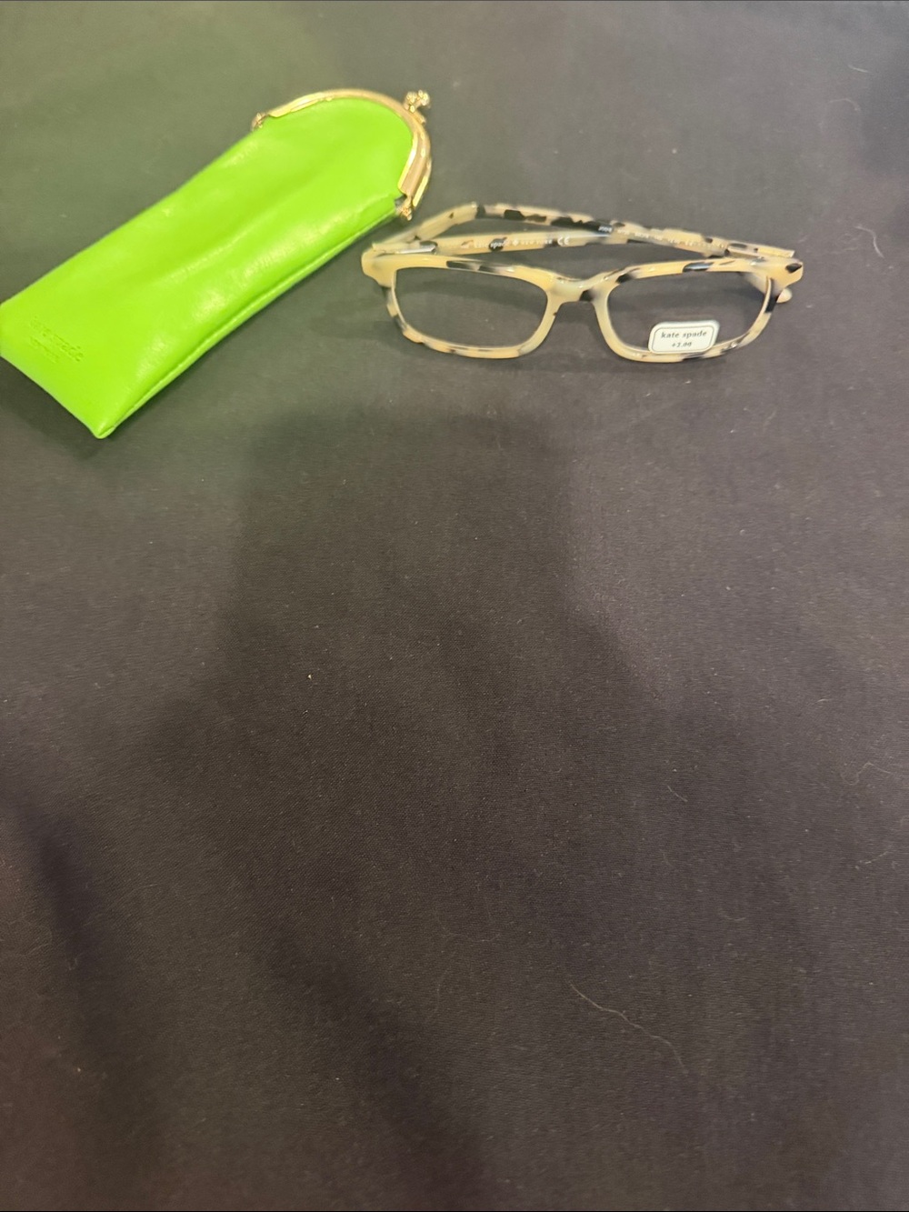 kate spade Tortoise Shell  Reading Glasses with Bright Green Case